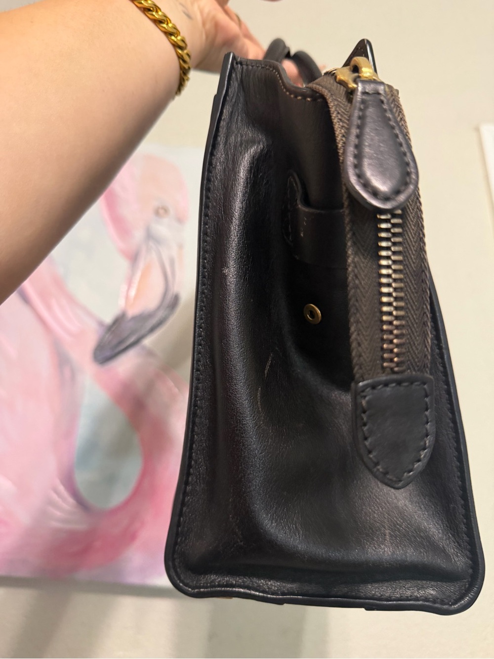 Black Mini Luggage Tote Celine - Sleek Leather Handbag - Picture 7 of 10